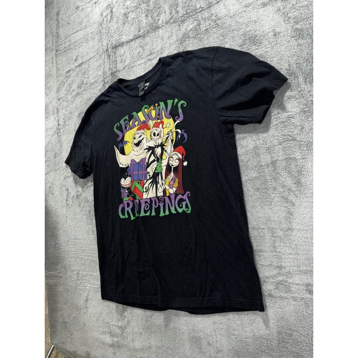 Disney Mens L Black Nightmare Before Christmas Creepings Graphic Tee Casual