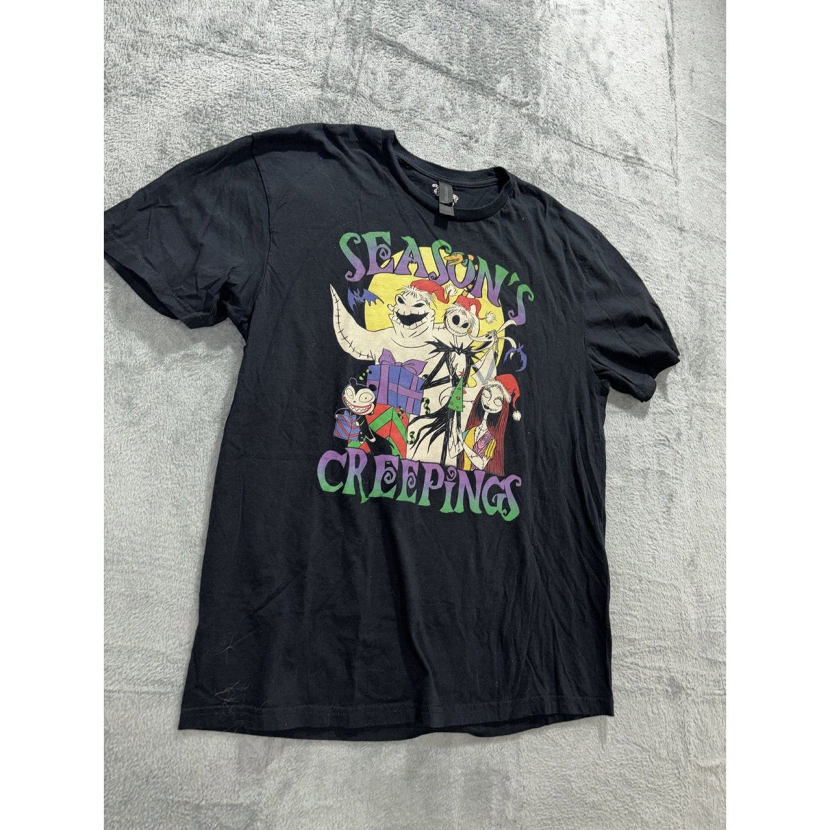 Disney Mens L Black Nightmare Before Christmas Creepings Graphic Tee Casual