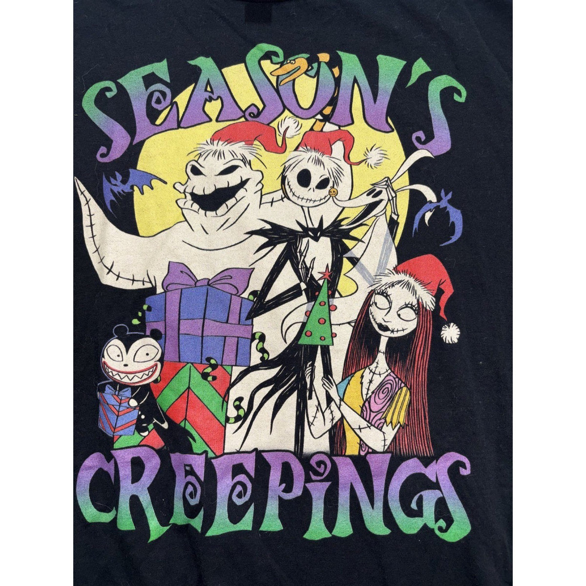 Disney Mens L Black Nightmare Before Christmas Creepings Graphic Tee Casual
