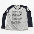 L.A.T Apparel Womens XL Gray Navy Raglan Long Sleeve Graphic Tee Casual