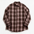 LuLaRoe Womens XL Brown Mauve Buffalo Plaid Button Front Shirt Casual Cozy