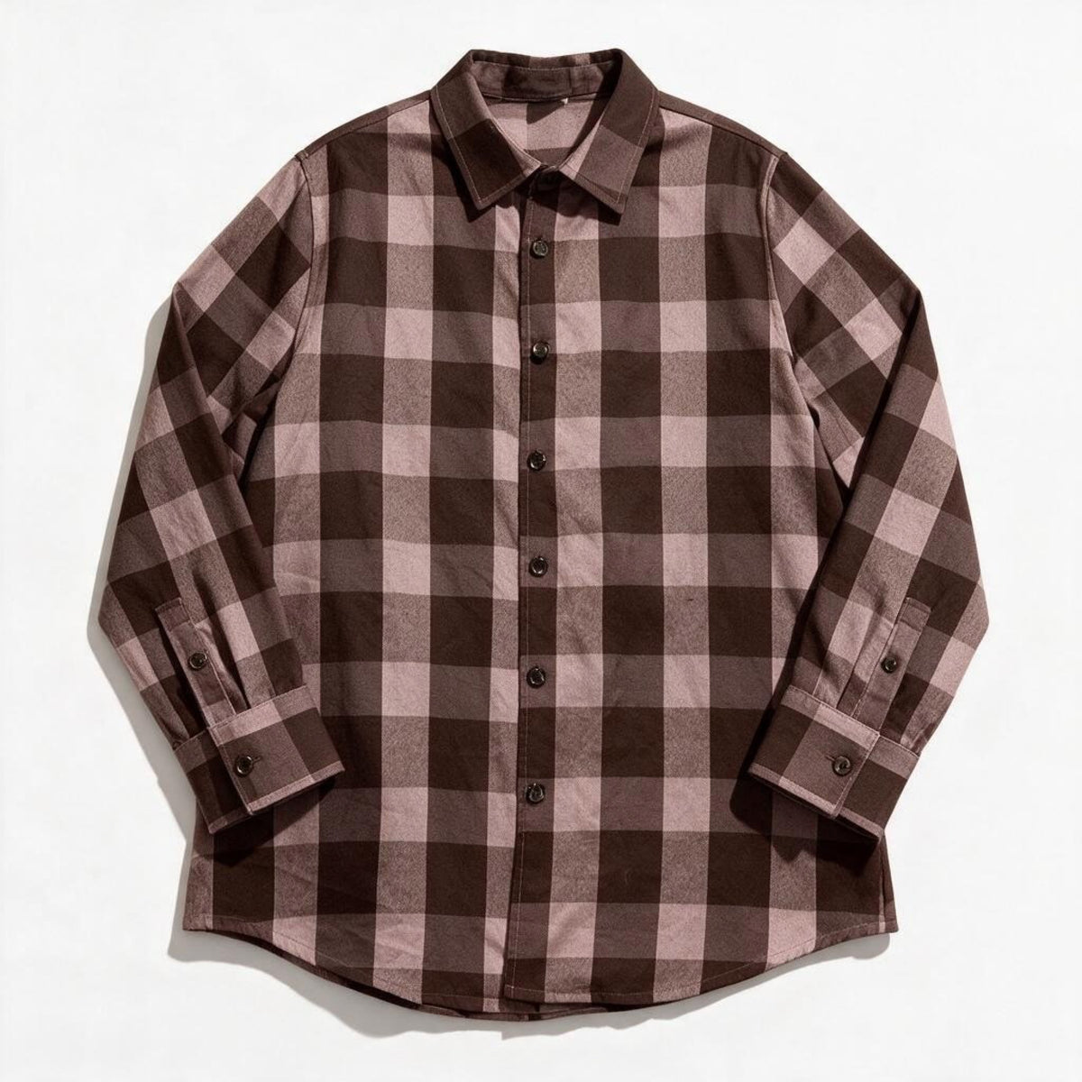 LuLaRoe Womens XL Brown Mauve Buffalo Plaid Button Front Shirt Casual Cozy