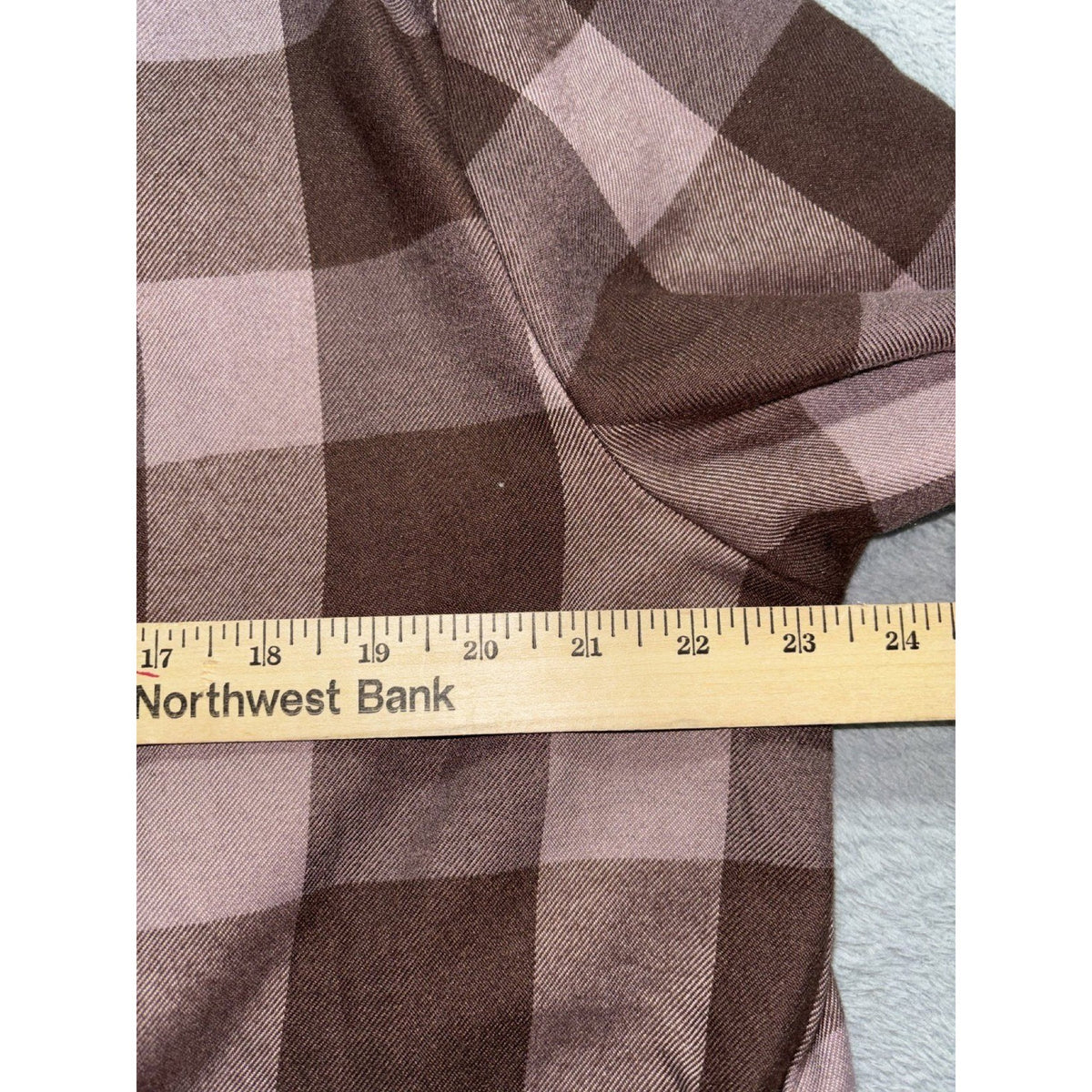 LuLaRoe Womens XL Brown Mauve Buffalo Plaid Button Front Shirt Casual Cozy