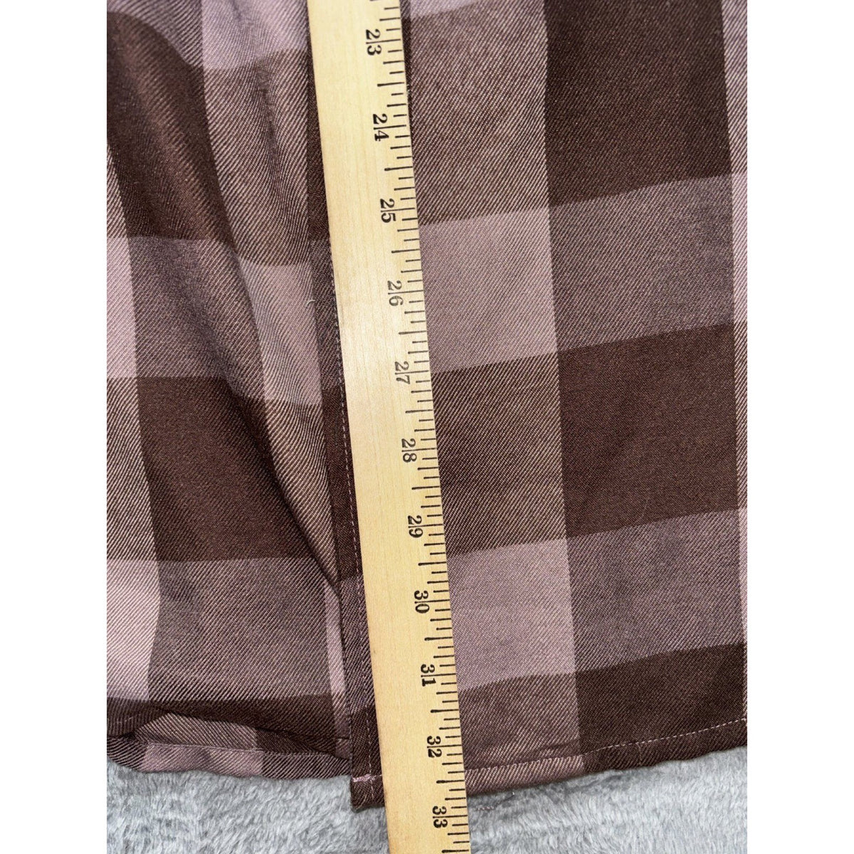 LuLaRoe Womens XL Brown Mauve Buffalo Plaid Button Front Shirt Casual Cozy