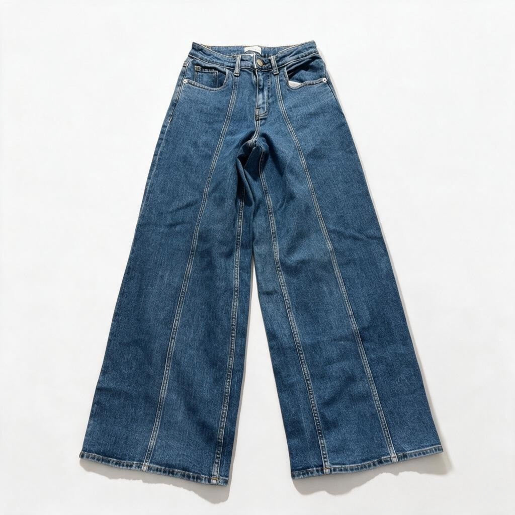 The Drop Womens 25 Medium Wash Wide Leg Jeans High Rise Casual Minimalist