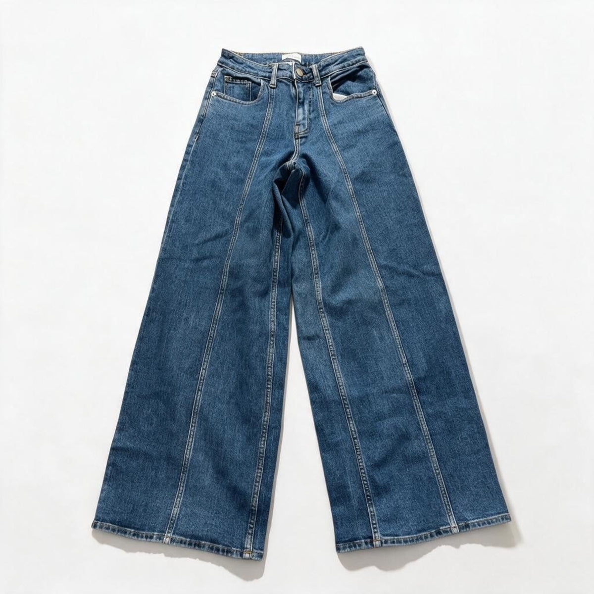 The Drop Womens 25 Medium Wash Wide Leg Jeans High Rise Casual Minimalist