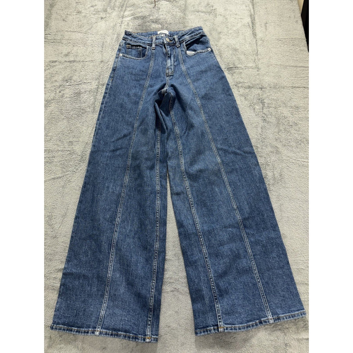 The Drop Womens 25 Medium Wash Wide Leg Jeans High Rise Casual Minimalist