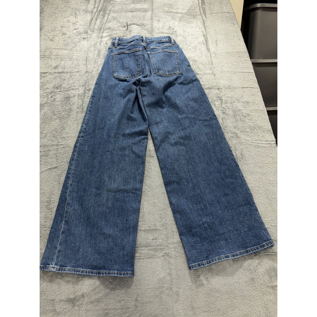 The Drop Womens 25 Medium Wash Wide Leg Jeans High Rise Casual Minimalist