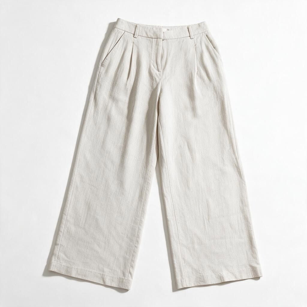 H&M Womens 2 Light Gray Linen Blend Wide Leg Pants High Waisted Casual Coastal