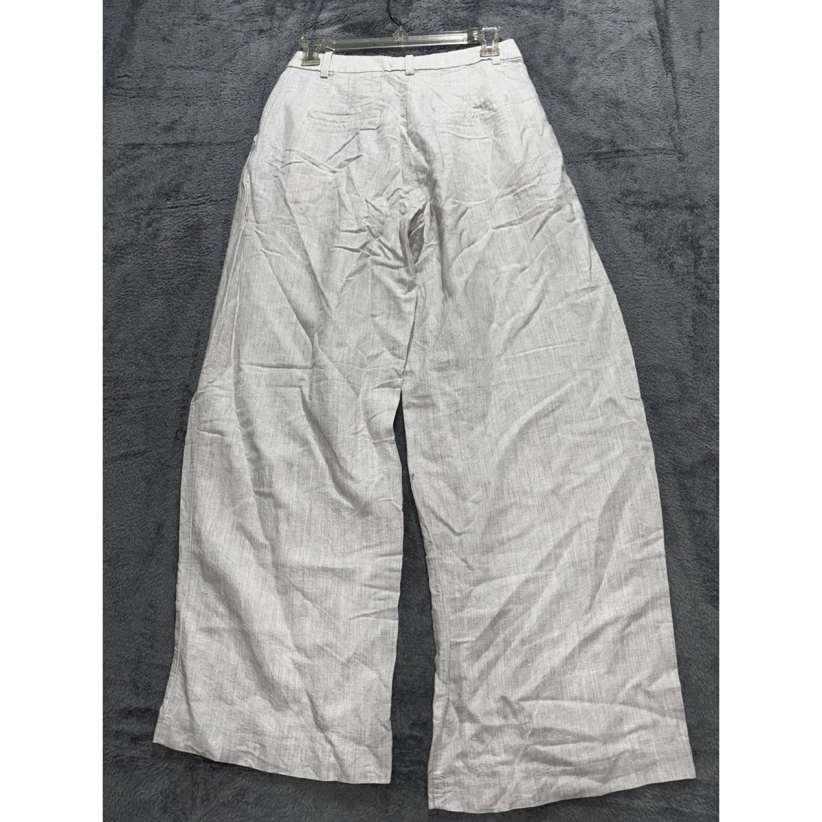 H&M Womens 2 Light Gray Linen Blend Wide Leg Pants High Waisted Casual Coastal
