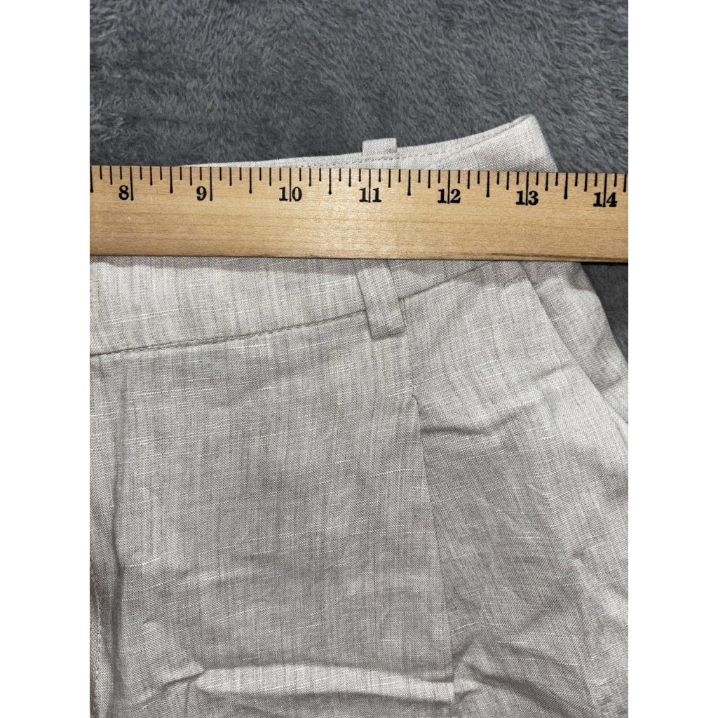 H&M Womens 2 Light Gray Linen Blend Wide Leg Pants High Waisted Casual Coastal