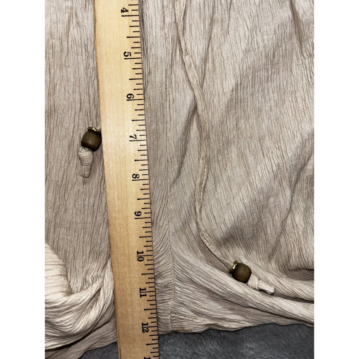 Zara Womens XS Taupe Crinkle Wide Leg Pants Drawstring Elastic Waist Boho Casual