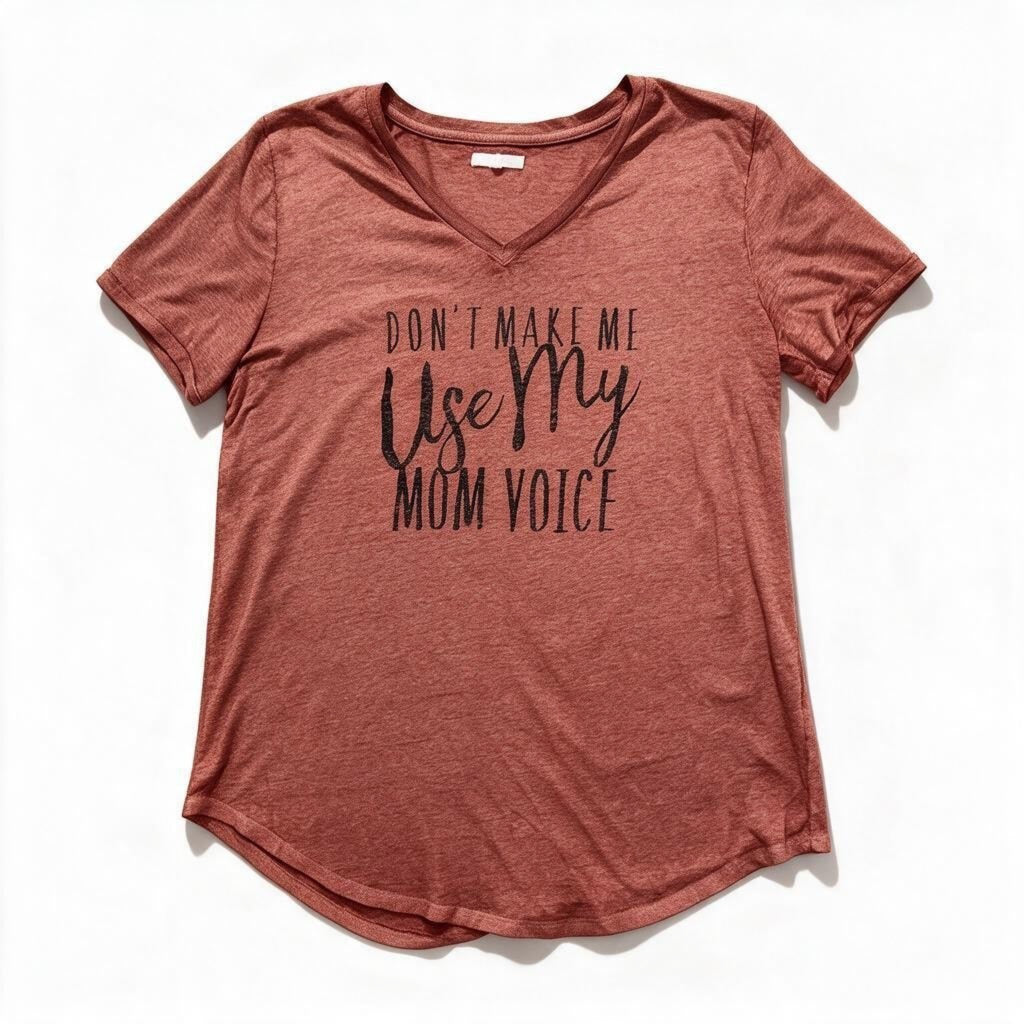 Maurices Womens L Rust Mom Voice Graphic Tee V-Neck Casual