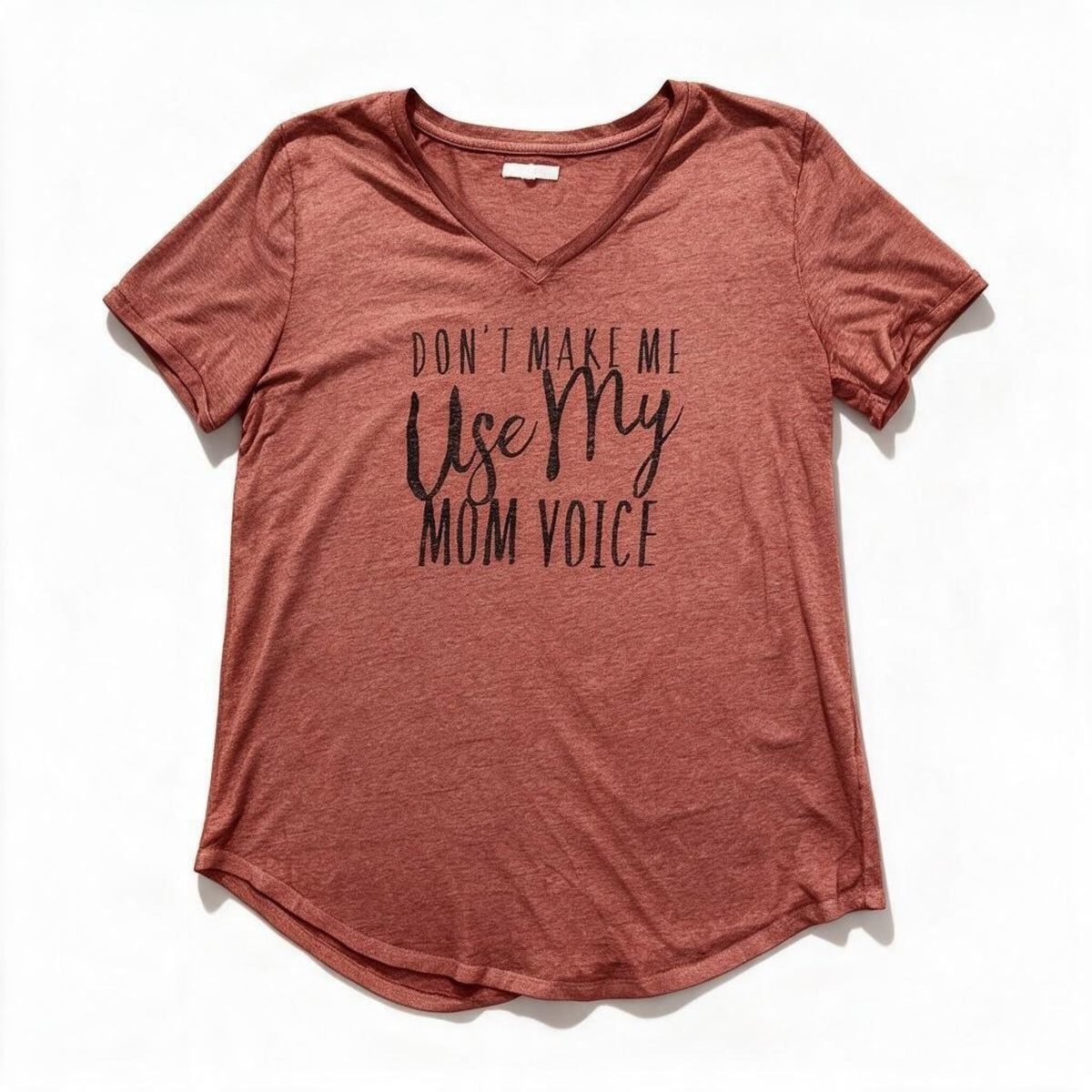 Maurices Womens L Rust Mom Voice Graphic Tee V-Neck Casual