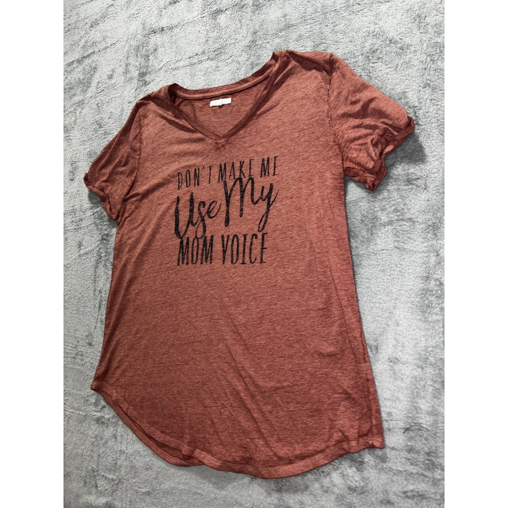 Maurices Womens L Rust Mom Voice Graphic Tee V-Neck Casual