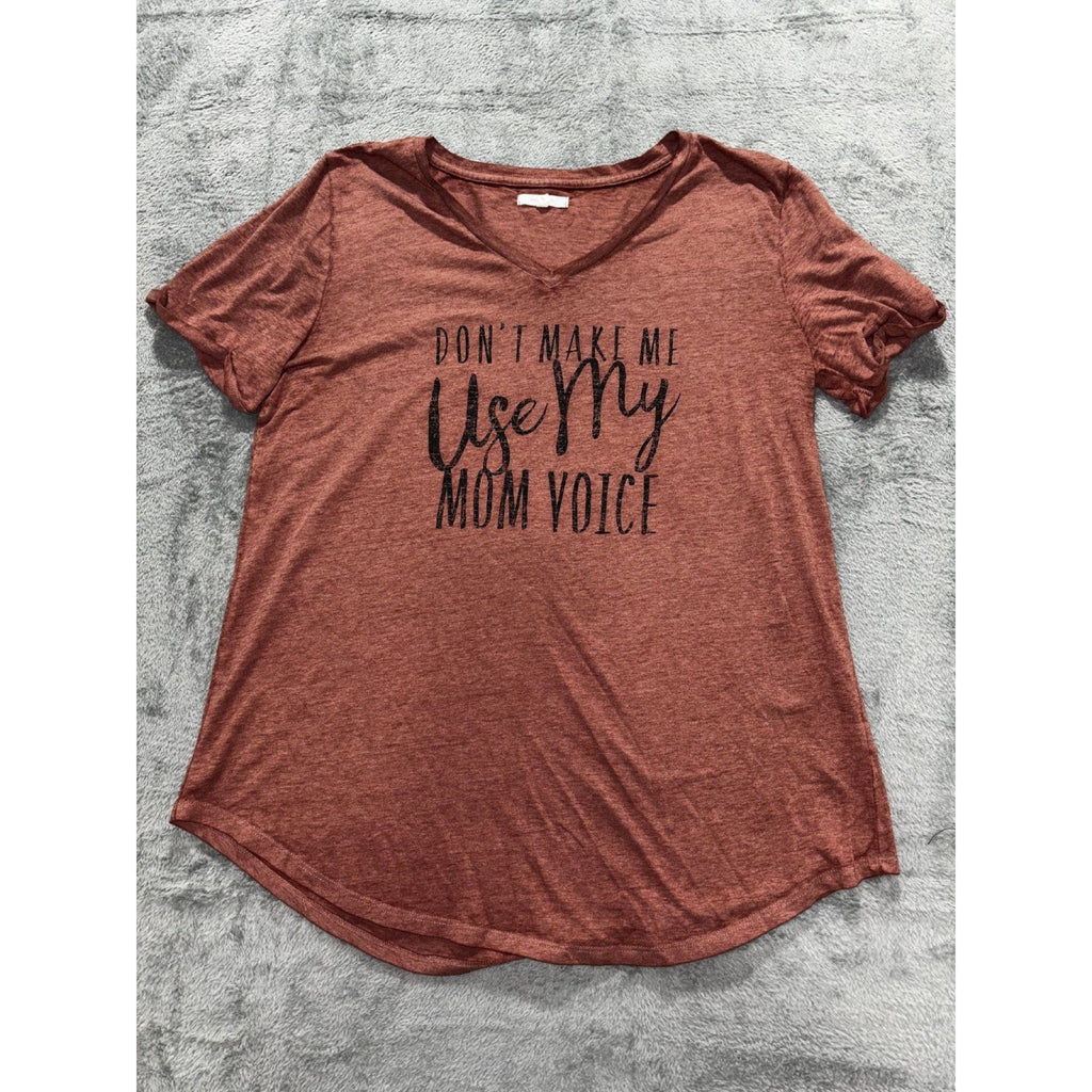 Maurices Womens L Rust Mom Voice Graphic Tee V-Neck Casual