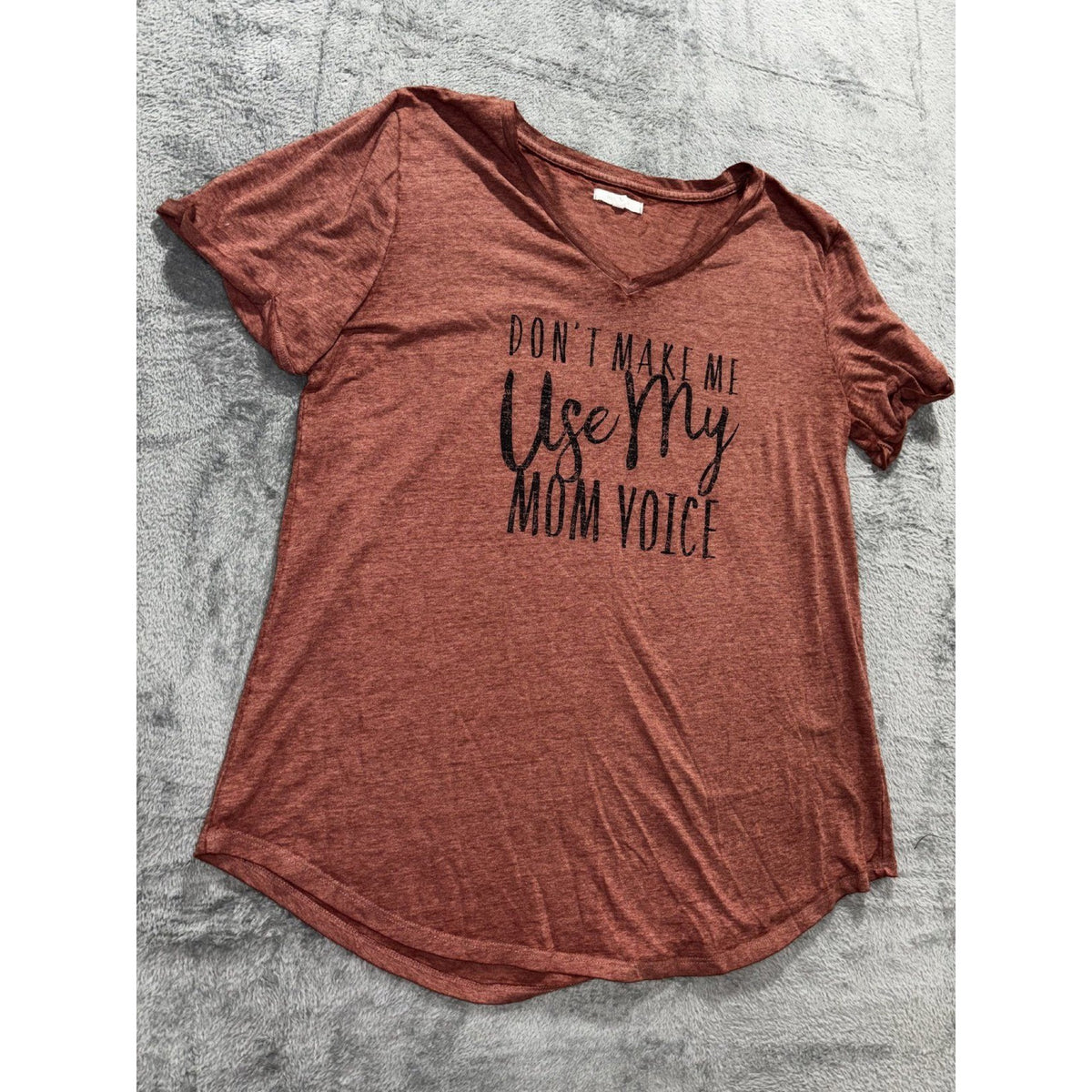 Maurices Womens L Rust Mom Voice Graphic Tee V-Neck Casual