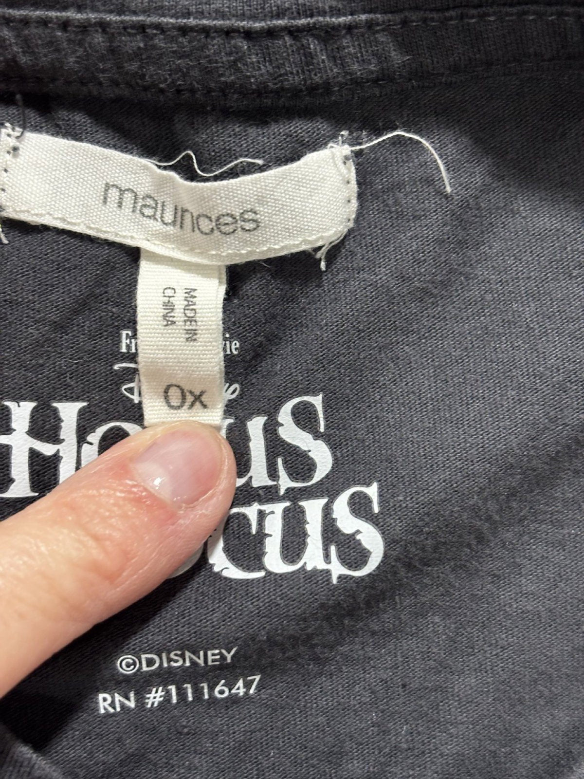 Maurices Womens 0X Black Disney Hocus Pocus Graphic Tee Halloween Casual