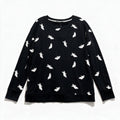 NWT Jane + Delancey Womens L Black Ghost Print Sweatshirt Halloween Casual