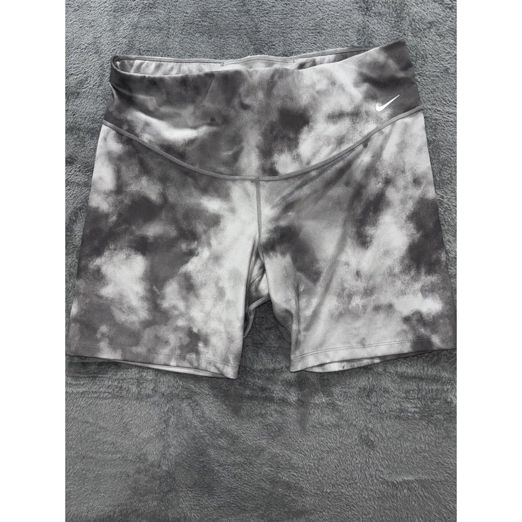 Nike Womens 1X Gray Tie Dye Dri-FIT Bike Shorts Athleisure Active