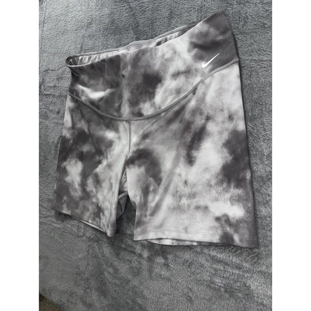 Nike Womens 1X Gray Tie Dye Dri-FIT Bike Shorts Athleisure Active