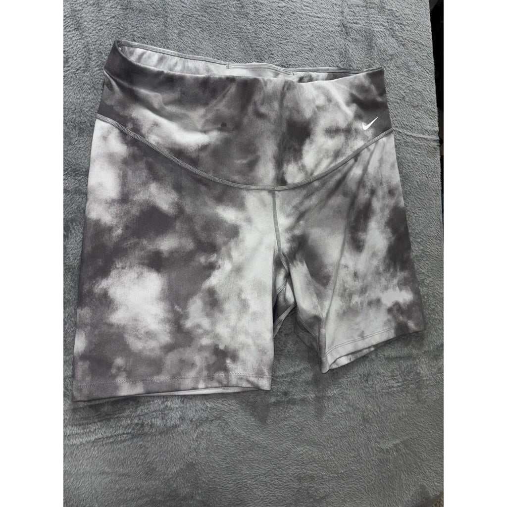 Nike Womens 1X Gray Tie Dye Dri-FIT Bike Shorts Athleisure Active