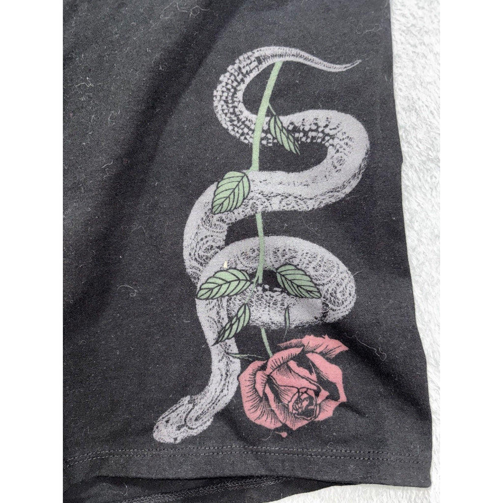 Nightfall by Torrid Womens 1 Black Snake Rose Graphic Bike Shorts Gothic
