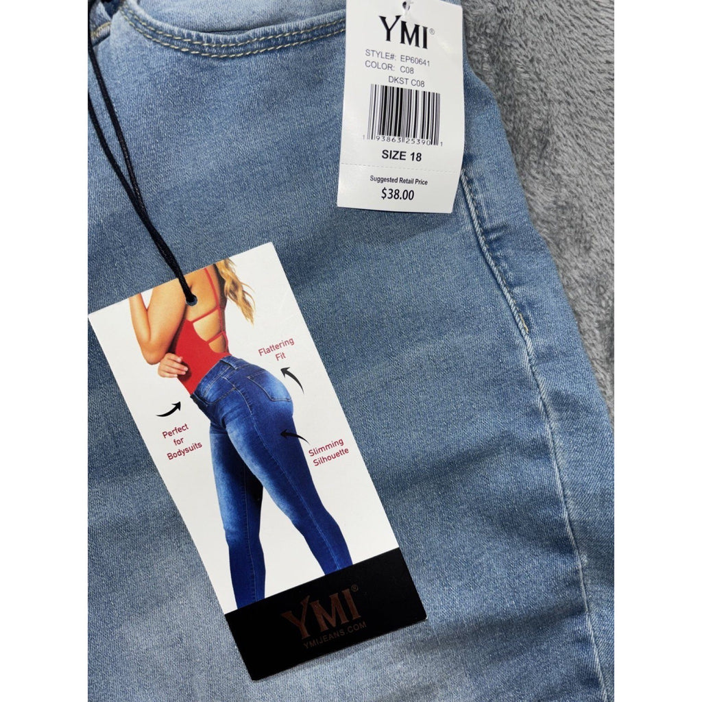 NWT YMI Womens 18 Light Blue High Rise Skinny Jeans Casual