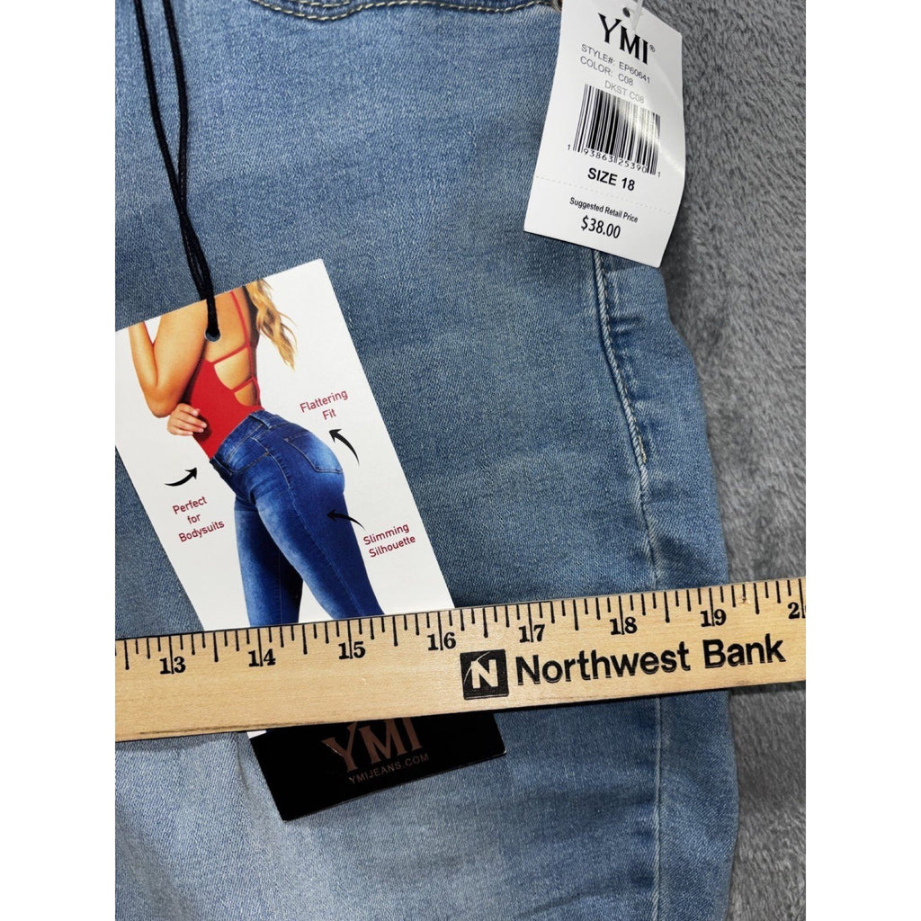 NWT YMI Womens 18 Light Blue High Rise Skinny Jeans Casual