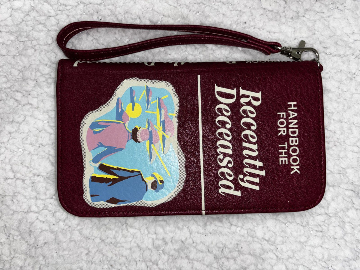 Beetlejuice Handbook for the Recently Deceased Burgundy Zip Wallet OS Wristlet