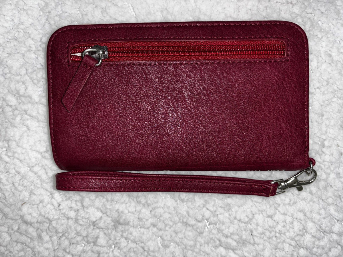 Beetlejuice Handbook for the Recently Deceased Burgundy Zip Wallet OS Wristlet