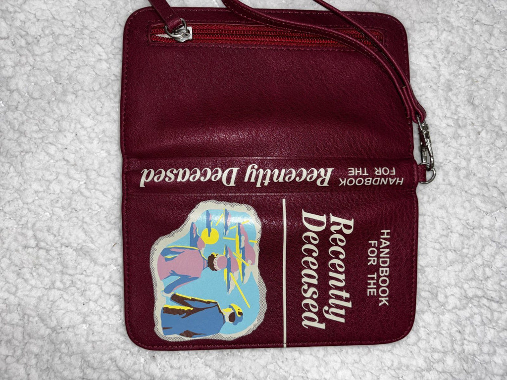 Beetlejuice Handbook for the Recently Deceased Burgundy Zip Wallet OS Wristlet