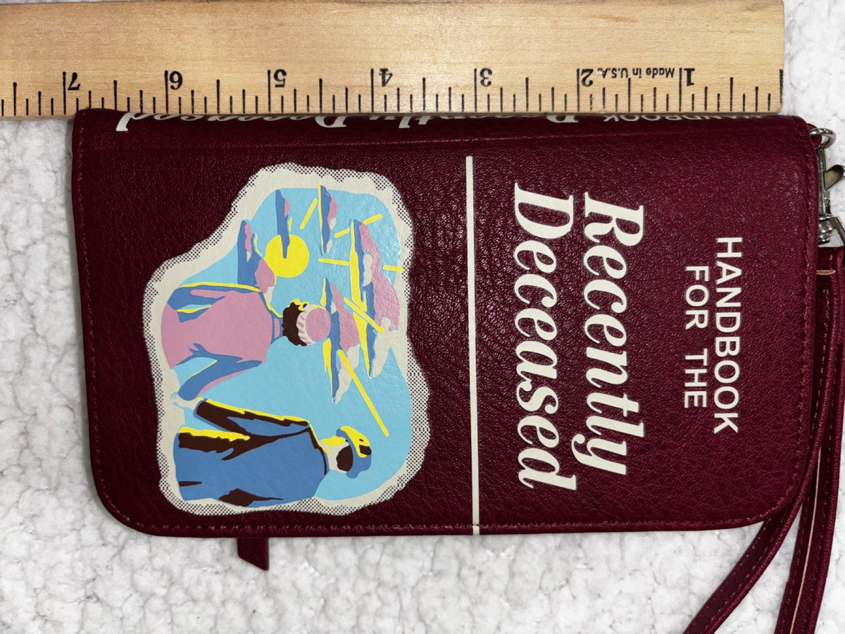 Beetlejuice Handbook for the Recently Deceased Burgundy Zip Wallet OS Wristlet