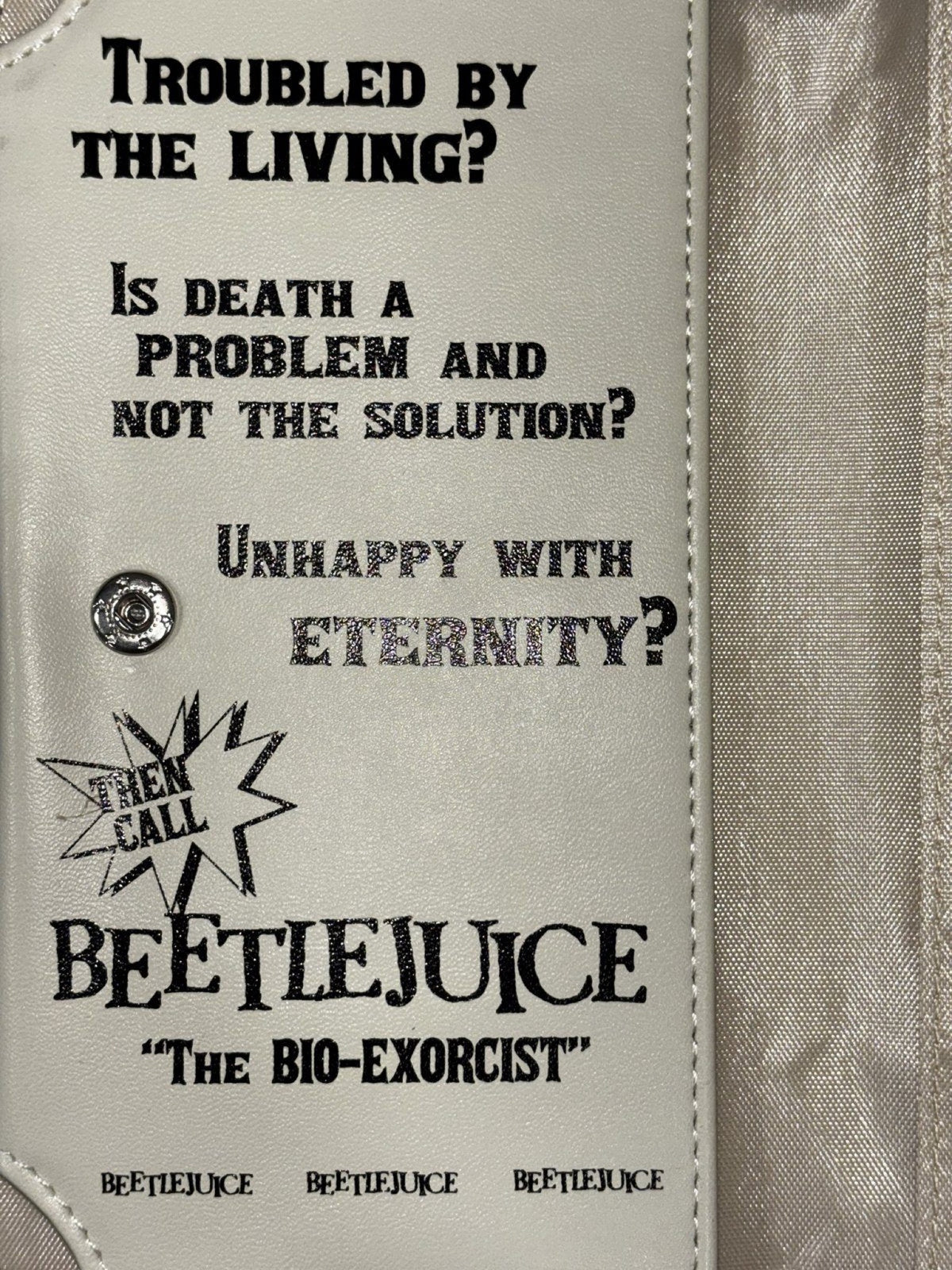 Beetlejuice Handbook for the Recently Deceased Burgundy Zip Wallet OS Wristlet