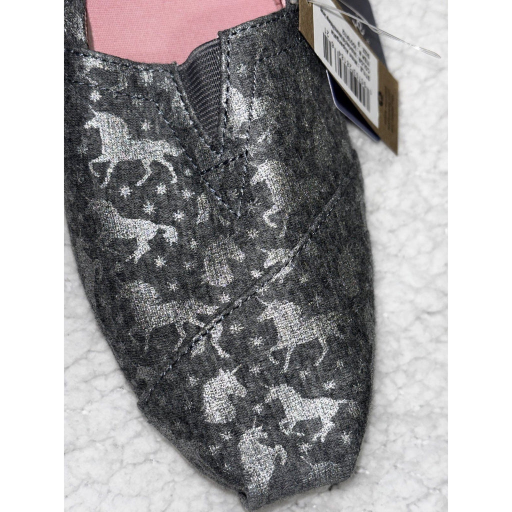 TOMS Womens 9 Drizzle Grey Foil Unicorns Alpargata Slip On Shoes NWT