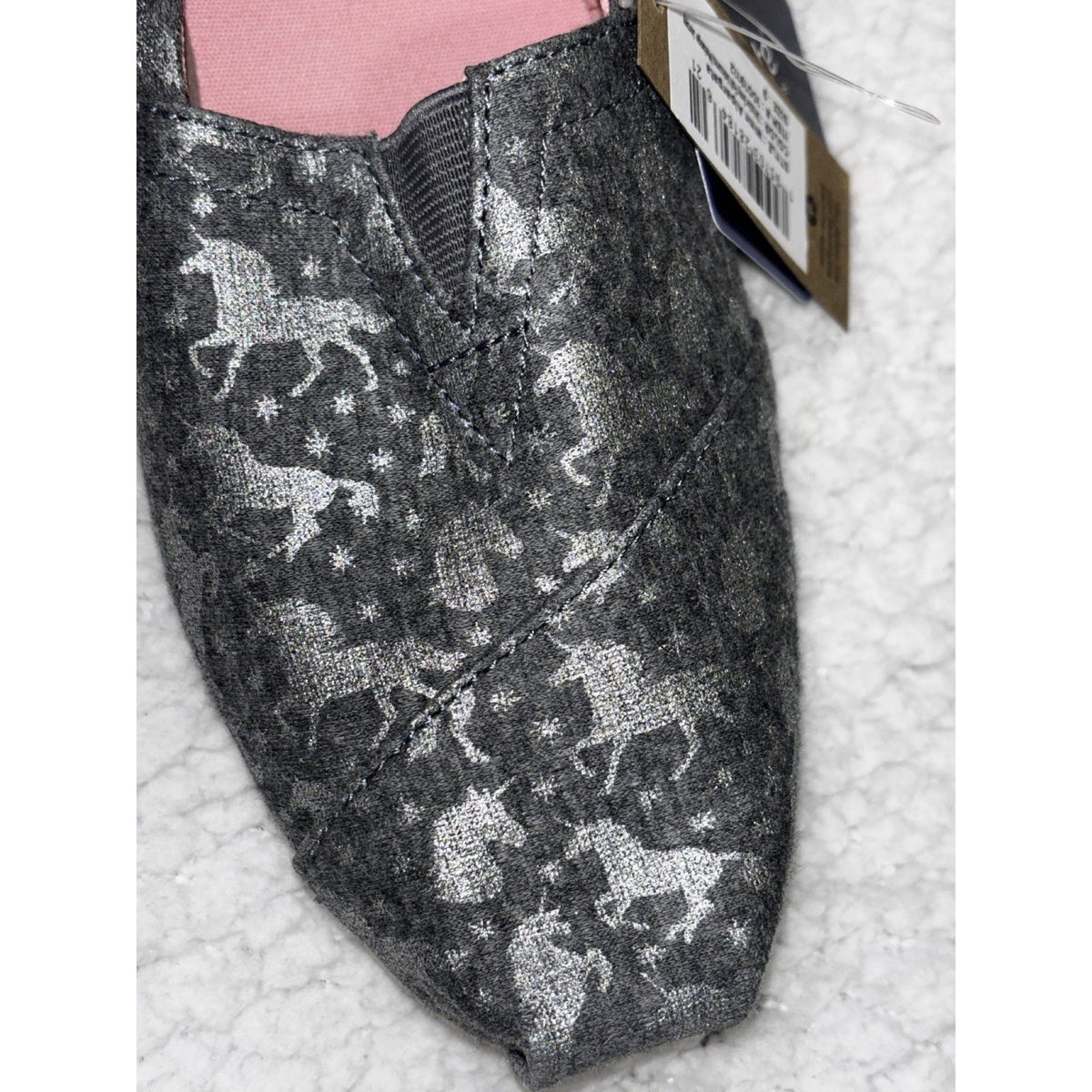 TOMS Womens 9 Drizzle Grey Foil Unicorns Alpargata Slip On Shoes NWT