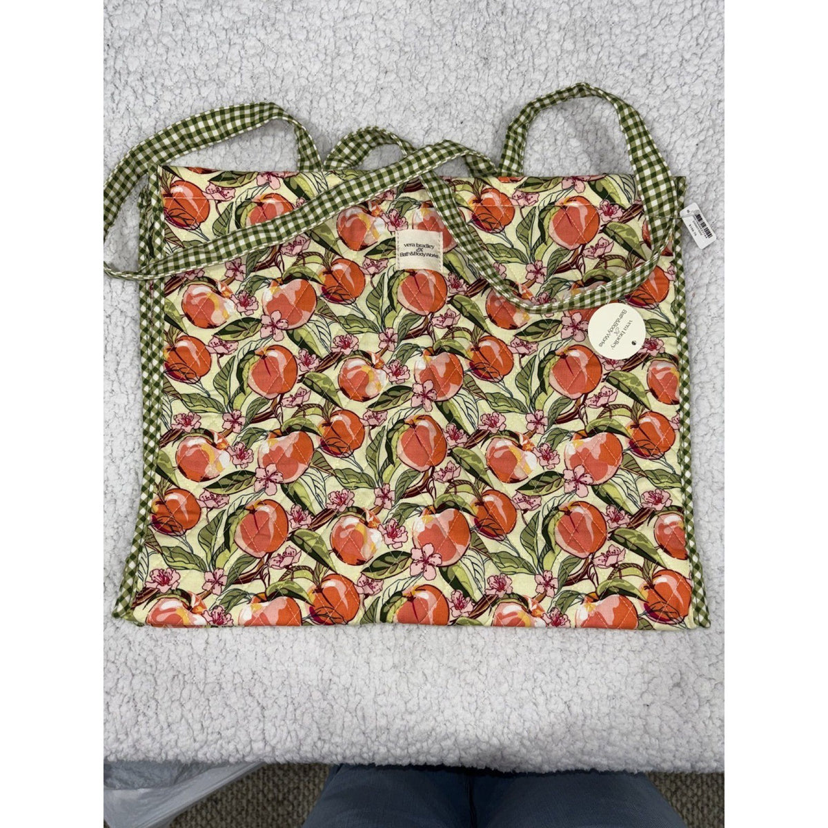 NWT Vera Bradley x Bath & Body Works Quilted Tote Bag OS Peach Floral Gingham