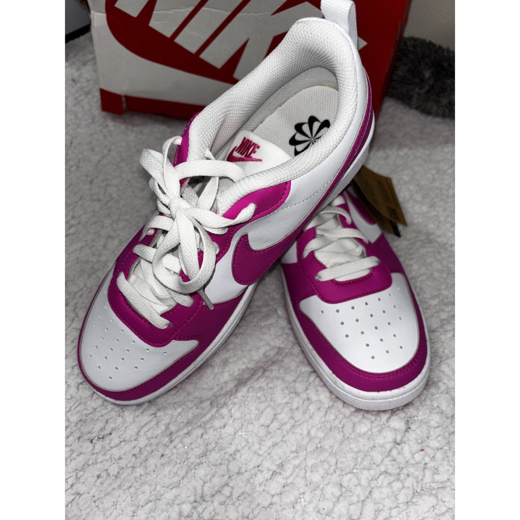 Nike Kids Youth 7Y White Fuchsia Low Top Sneakers Athletic Casual