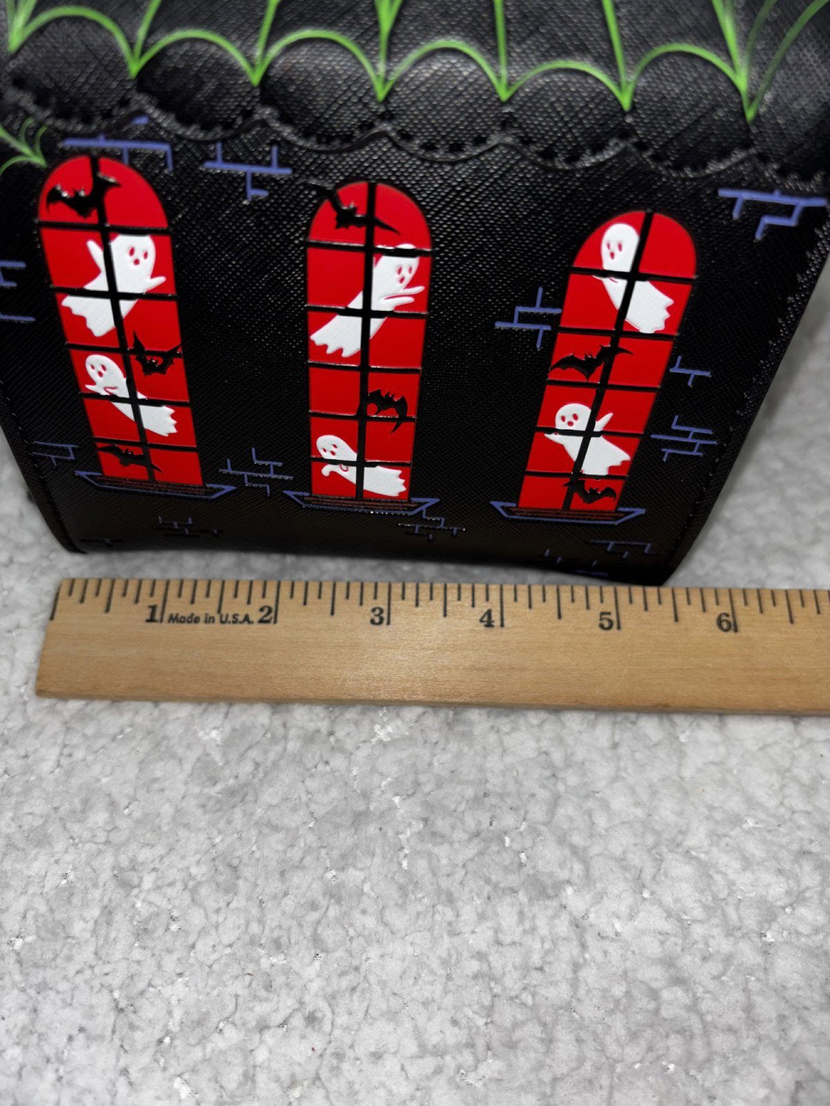 NWT Fine By Me Haunted House Crossbody Bag OS Black Halloween Spider Web