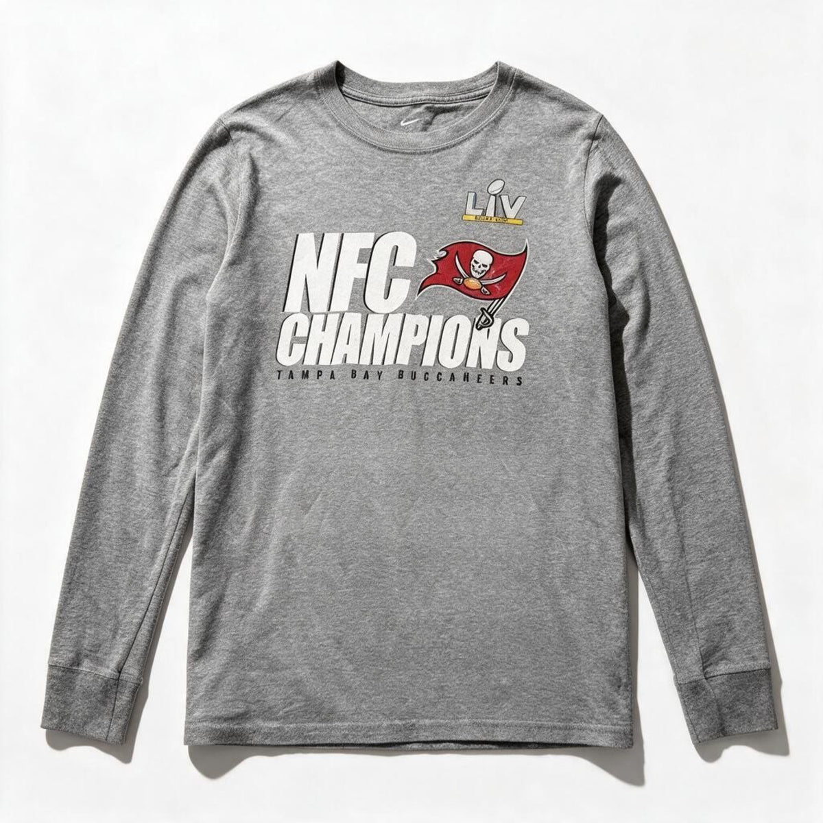 Nike Youth L 14-16 Gray Buccaneers NFC Champions LIV Long Sleeve Tee Casual