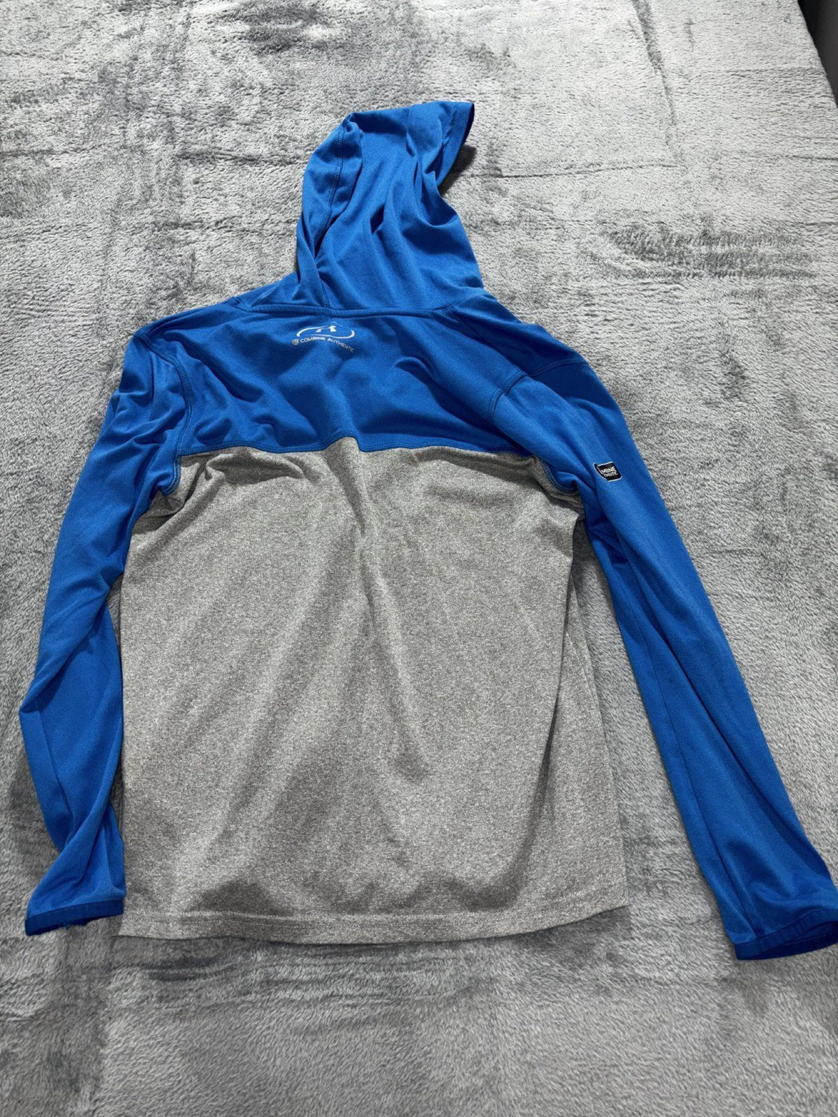 Under Armour Youth YL Blue Gray Detroit Lions Quarter Zip Hoodie Athletic