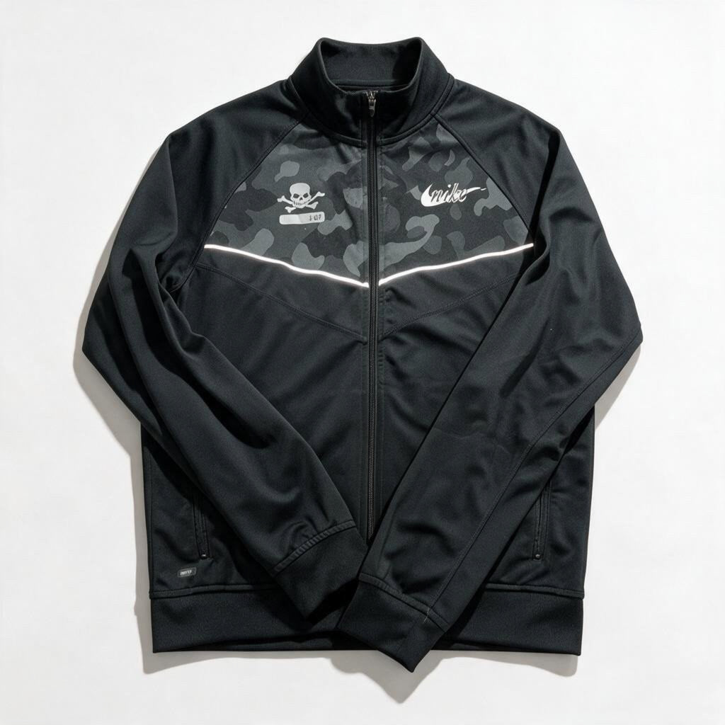 Nike Mens L Black Camo Dri-FIT Full Zip Track Jacket Athleisure Sporty