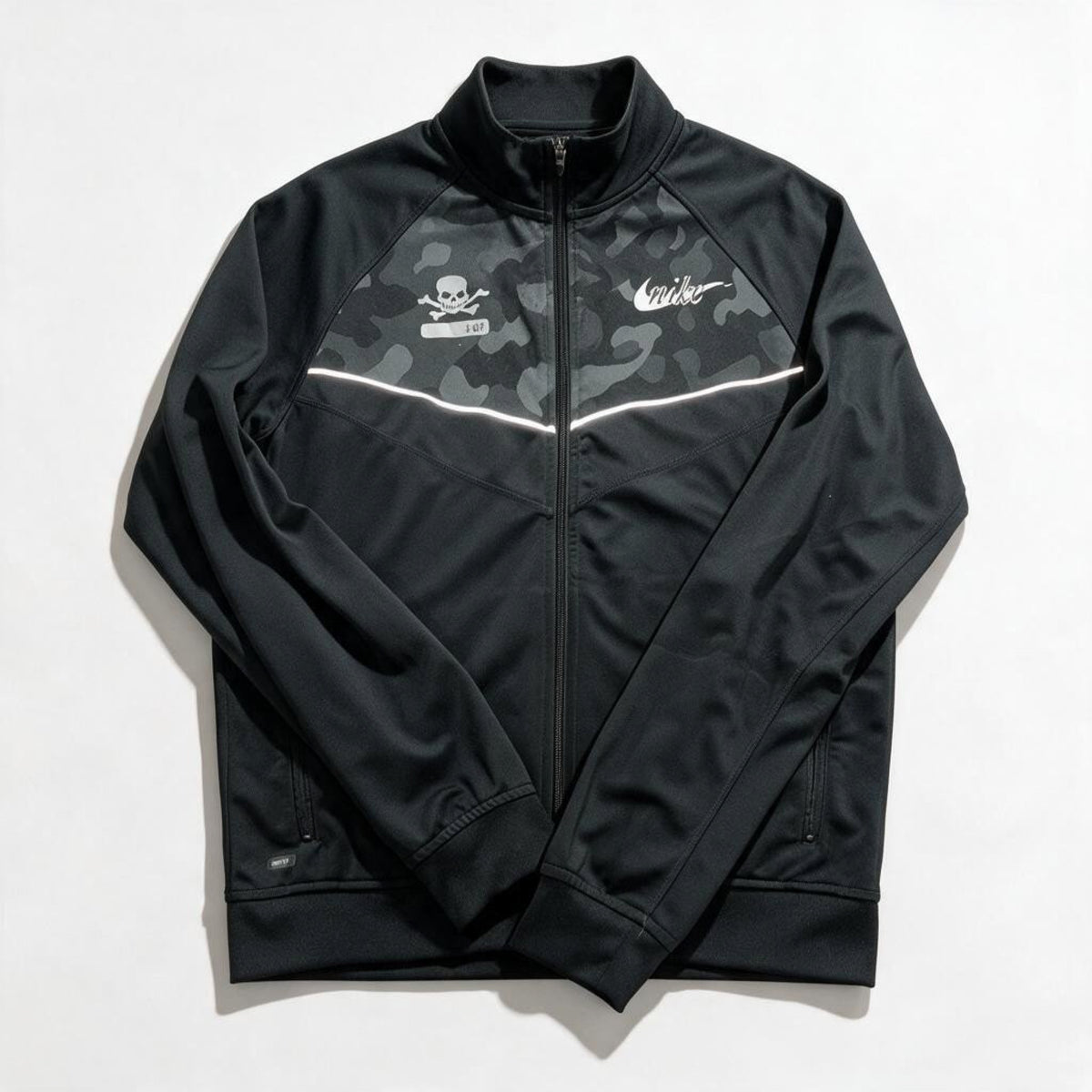 Nike Mens L Black Camo Dri-FIT Full Zip Track Jacket Athleisure Sporty