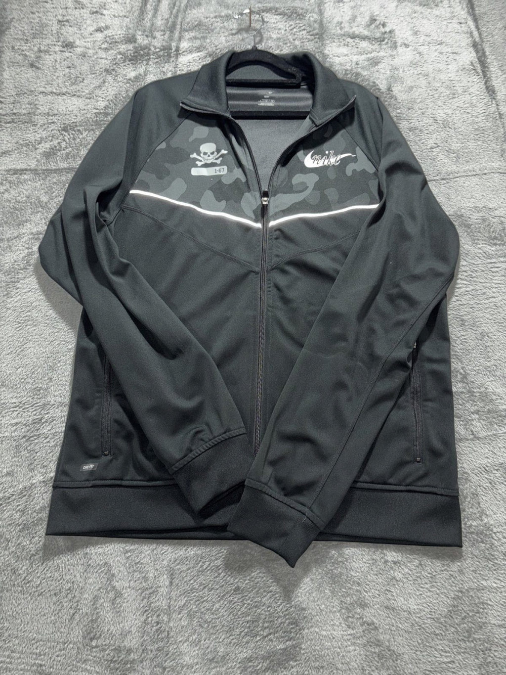 Nike Mens L Black Camo Dri-FIT Full Zip Track Jacket Athleisure Sporty
