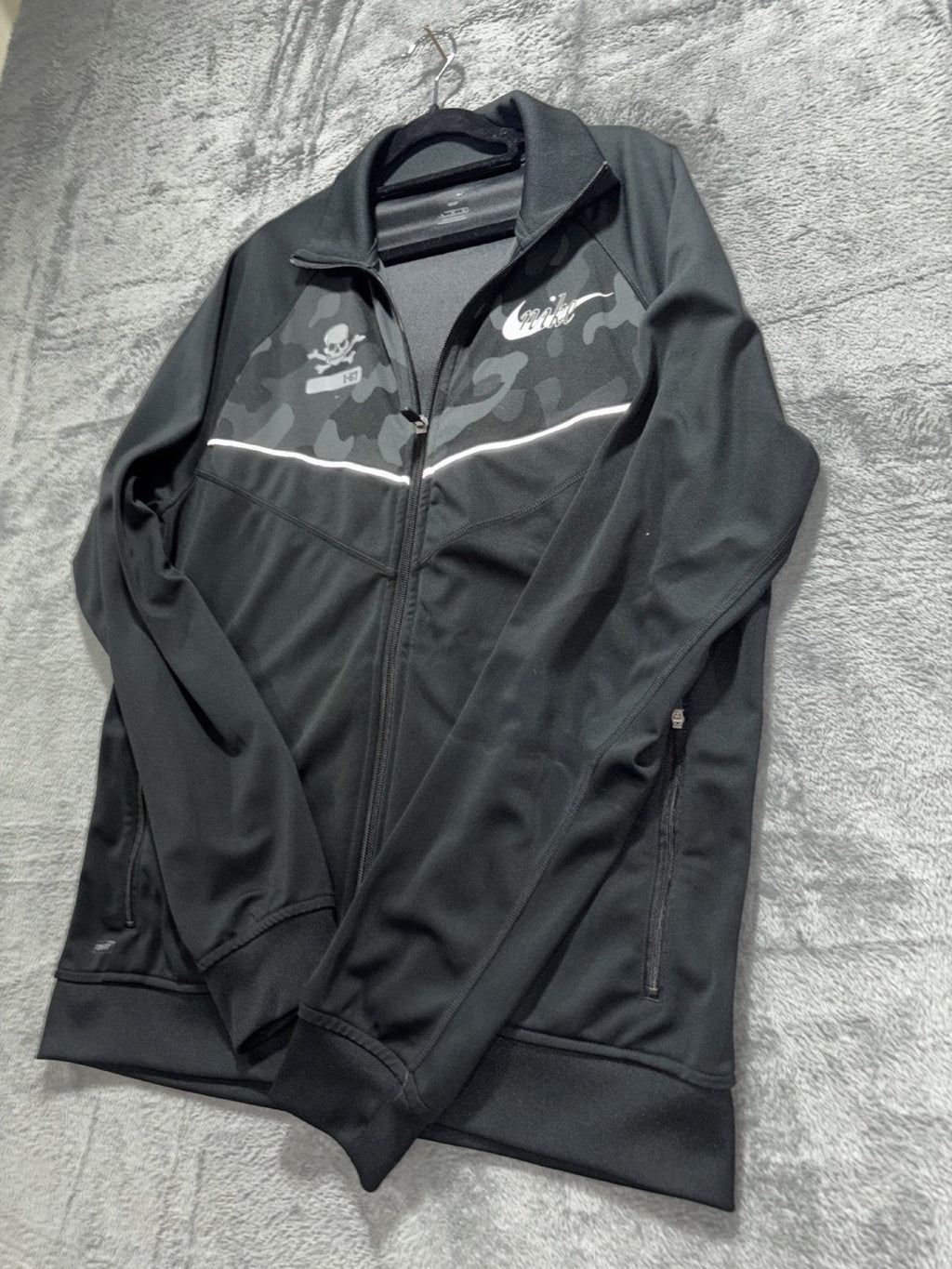 Nike Mens L Black Camo Dri-FIT Full Zip Track Jacket Athleisure Sporty