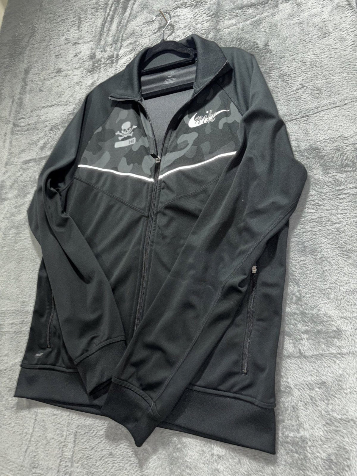 Nike Mens L Black Camo Dri-FIT Full Zip Track Jacket Athleisure Sporty