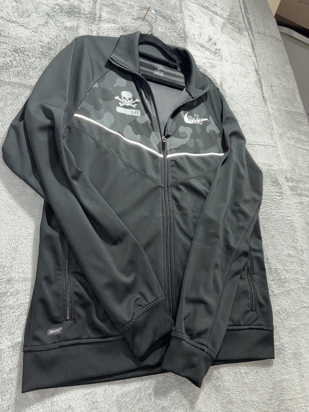 Nike Mens L Black Camo Dri-FIT Full Zip Track Jacket Athleisure Sporty
