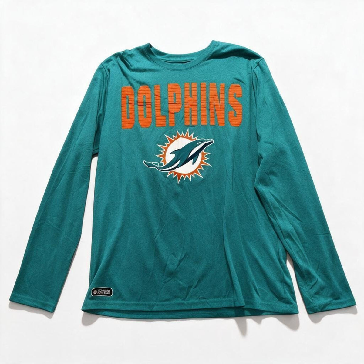 NFL Team Apparel Mens L Teal Miami Dolphins Long Sleeve Tee Casual Sporty