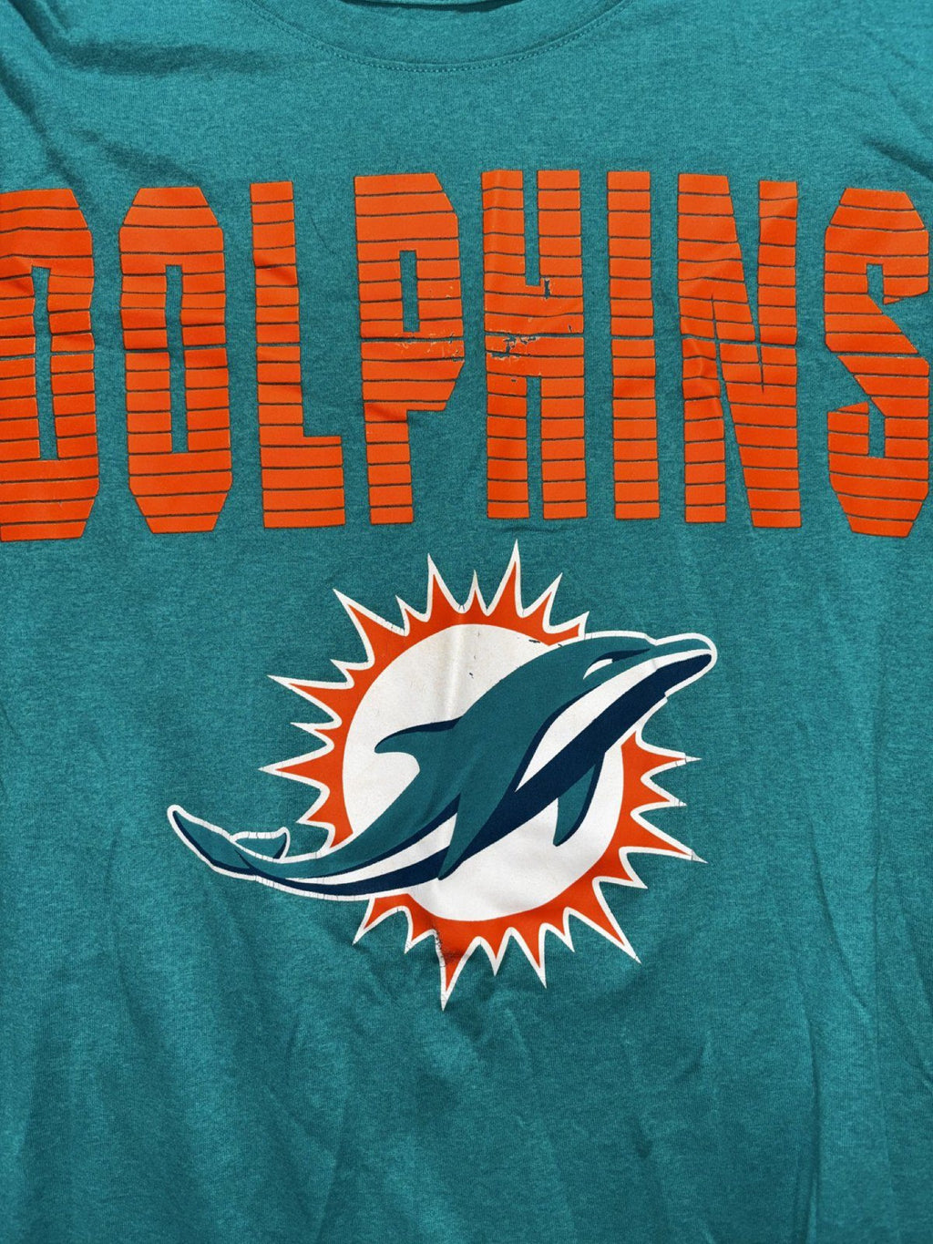 NFL Team Apparel Mens L Teal Miami Dolphins Long Sleeve Tee Casual Sporty