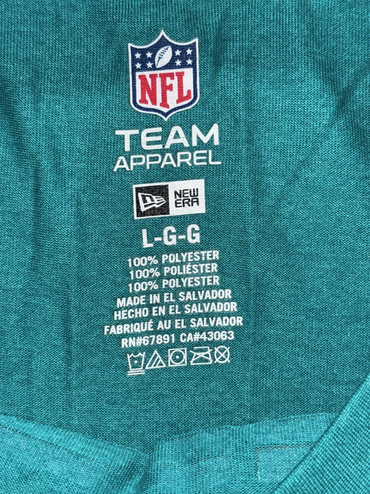 NFL Team Apparel Mens L Teal Miami Dolphins Long Sleeve Tee Casual Sporty